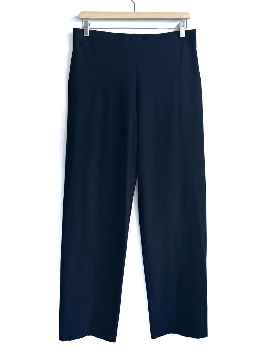 Eileen Fisher Washable Stretch Crepe Straight Leg Pants Black Petite Medium